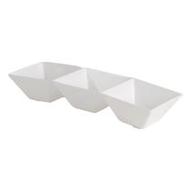 Petisqueira Retangular Salgadinho Com 3 Divisórias Cor Branca 35x11x6cm Petisqueira Retangular Salgadinho Com 3 Divisórias Cor Branca 35x11x6cm