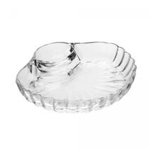 Petisqueira Shell com Divisória para Molho 21,5x19,5x3,5cm em Vidro Wolff