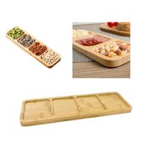 Petisqueira Tábua De Frios Retangular Madeira 4 Divisórias