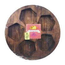 Petisqueira tábua em madeira 5 compartimentos