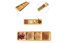 Petisqueira Tábua Frios Retangular Bambu Natural 4 Divisões Petisqueira Tábua Frios Retangular Bambu Natural 4 Divisões