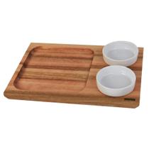 Petisqueira Tábua para Servir Refeições com Molheiras de Porcelana Utily