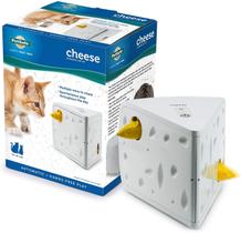 PetSafe Automatic Cheese Cat Toy, Interactive Electronic Mouse Hunt, Durable Toy with Multiple Play Modes, Fun for Kittens to Pounce and Play, White/Yellow, 5" x 5.75" x 7.5" (536161)