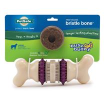 PetSafe Busy Buddy Bristle Bone - Treat Holding Dog Chew Toy - Limpa Dentes - Escova de Dentes e Brinquedo Interativo para Cães Extra Pequenos, Pequenos, Médios, Grandes