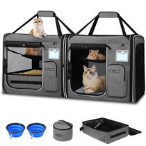 Petskd Transportadora Dupla 2 em 1 para Gatos 97x43x46 cm com Caixa de Areia Petskd Transportadora Dupla 2 em 1 para Gatos 97x43x46 cm com Caixa de Areia