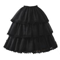 Petticoat Crinoline Half Slips Wedding Accessories 3 Hoops Saias 50s Vintage Under Skirt for Women Girls Short Fluffy - Preto