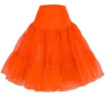 Petticoat Malco Modes Vintage Rockabilly Tutu LXL Laranja Feminino