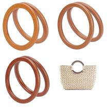 PH PandaHall 6 peças de bolsa redonda de madeira com alças de 13,5 cm