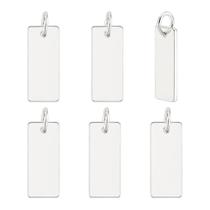 PH PandaHall 6 piezas de dijes rectangulares pequeños en plata de ley 925 para estampado en blanco con argolla para manualidades DIY de Navidad, San Valentín, pulseras, collares, aretes y fabricación de joyas 12x5 mm