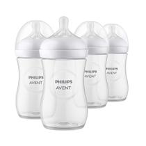 Philips AVENT Natural Baby Mamadeira com Mamilo de Resposta Natural, Claro, 9oz, 4pk, SCY903/04