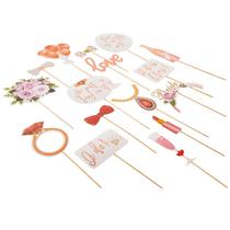 Photo Booth Props Zink 23 peças Bridal Shower em ouro rosa Photo Booth Props Zink 23 peças Bridal Shower em ouro rosa