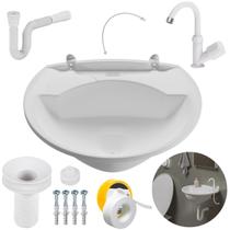 Pia 4L + Torneira Bica Móvel + Sifão + Engate + Veda Rosca