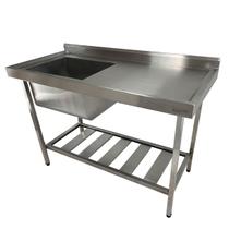 Pia Aço Inox Industrial 100x60x90 cm Cuba Esquerda Nortinox