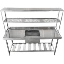 Pia Aço Inox Industrial 100x60x90 Cuba Centralizada com Escorredor e Prateleira de Apoio
