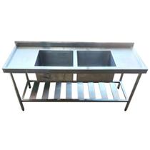 Pia Aço Inox Industrial 170x60x90 cm Cuba Dupla Loja da Cozinha Pia Aço Inox Industrial 170x60x90 cm Cuba Dupla Loja da Cozinha