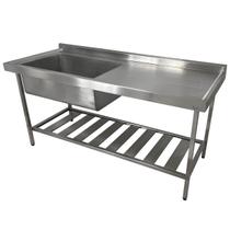 Pia Aço Inox Industrial 170x70x90 cm Cuba Grande Cubão Esquerda Nortinox