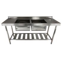 Pia Aço Inox Industrial 180x60x90 cm Cuba Dupla Nortinox Pia Aço Inox Industrial 180x60x90 cm Cuba Dupla Nortinox