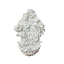 Pia Água Benta Sagrada Família Lírios Parede Resina Maciça 19cm Decoração Pia Água Benta Sagrada Família Lírios Parede Resina Maciça 19cm Decoração