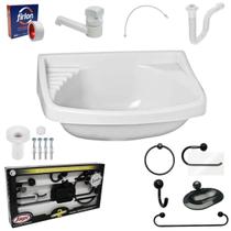 Pia Banheiro 4,8L + Kit Banheiro + Torneira + Engate + Sifão Pia Banheiro 4,8L + Kit Banheiro + Torneira + Engate + Sifão