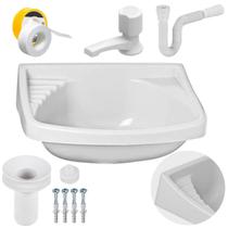 Pia Banheiro 4,8L + Torneira Reforçada + Sifão + Veda Rosca