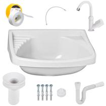 Pia Banheiro 4,8L + Torneira + Sifão + Engate + Veda Rosca