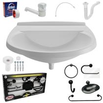 Pia Banheiro 8L + Kit Banheiro + Torneira + Engate + Sifão Pia Banheiro 8L + Kit Banheiro + Torneira + Engate + Sifão
