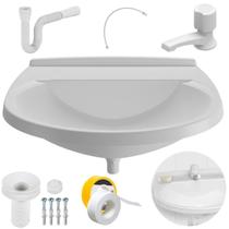 Pia Banheiro 8L + Torneira + Sifão + Flexível + Rosca