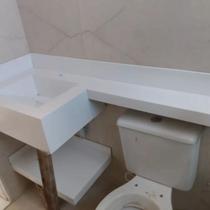 Pia banheiro acoplada mármore - Wr marmoraria