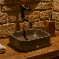 Pia Cinza Banheiro Cuba Lavabo Sobrepor Pia de Apoio Retangular Industrial Pequena