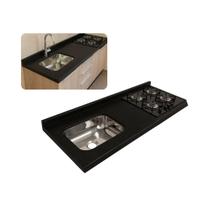 Pia Cozinha 150cm Granito Aracruz C/ Cuba Inox Parte Cooktop Pia Cozinha 150cm Granito Aracruz C/ Cuba Inox Parte Cooktop