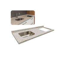 Pia Cozinha 200cm Granito Arabesco C/Cuba Inox Parte Cooktop