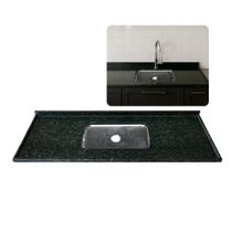 Pia Cozinha Granito 120cm Verde Ubatuba Cuba Inox Funda 14cm