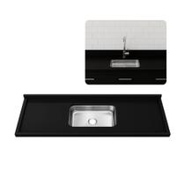 Pia Cozinha Granito 200cm Preto Aracruz Cuba Inox Funda 14cm