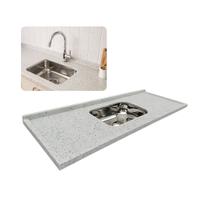 Pia Cozinha Granito Branco Pitaya 200cm Cuba Inox Completo