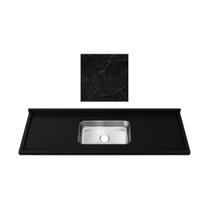 Pia Cozinha Granito Preto Negresco 150cm Cuba Inox Embutida