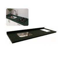 Pia Cozinha Granito Verde Ubatuba 200cm Corte Cooktop e Cuba Pia Cozinha Granito Verde Ubatuba 200cm Corte Cooktop e Cuba
