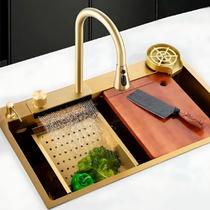 Pia Cuba Moderna Gold Com Torneira Acoplada Aço Inoxidável Linha Premium