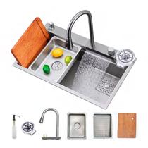 Pia Cuba Moderna Prata Com Torneira Acoplada Aço Inoxidável Linha Premium