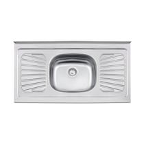 Pia de Apoio New Raggi 40 em Aço Inox 105x52 cm c/ Válvula de 3 1/2 Tramontina Pia de Apoio New Raggi 40 em Aço Inox 105x52 cm c/ Válvula de 3 1/2 Tramontina