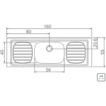 Pia de Apoio Tramontina Filo 56 em Aço Inox 160x55cm Com Válvula