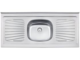 Pia de Apoio Tramontina New Raggi 40 em Aço Inox 120 x 52 cm Pia de Apoio Tramontina New Raggi 40 em Aço Inox 120 x 52 cm
