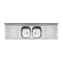 Pia De Apoio Tramontina Ribon 2c 34 Em Aço Inox 160x55 Cm