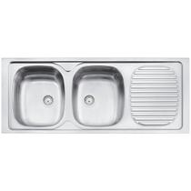 Pia de Apoio Tramontina Stratta 2C 34 R em Aço Inox 120x50 cm com 2 Cubas