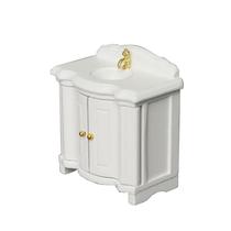 Pia de banheiro com móveis de casa de bonecas em miniatura em escala 1:12