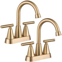 Pia de banheiro Faucet Cobbe 4" Centerset em ouro escovado, pacote com 2