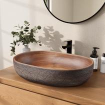 Pia de banheiro Homary Retro Ceramic Oval de 23 polegadas
