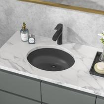 Pia de banheiro Sarlai Black Undermount 48x41cm Oval Vessel