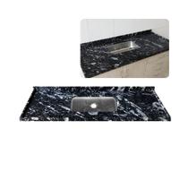 Pia de Cozinha 100cm Granito Preto Indiano Cuba Inox Rasa