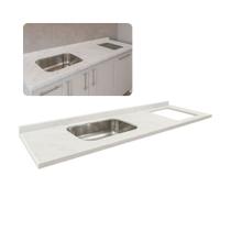 Pia de Cozinha 180cm Mármore Branco Espaço Cooktop e Cuba