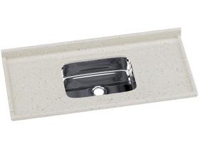Pia De Cozinha Cuba Aço Inox Mármore Sintético 120cmx55cm Travertino AJ Rorato